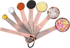 Juego de 14 Tazas y Cucharas Medidoras, Juego de Tazas y Cucharas Medidoras de Cobre para Secos y Líquidos, Métricas y de EE.UU. de Acero Inoxidable, 6 Tazas Medidoras y 7 Cucharas con