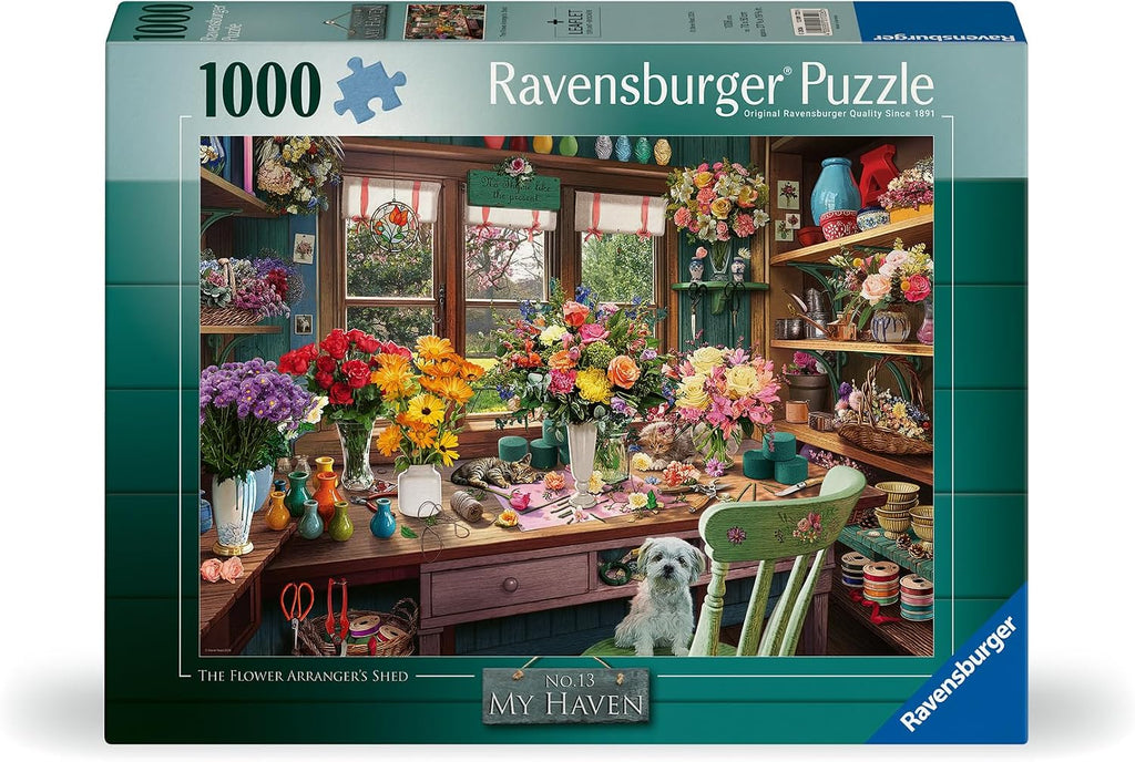 Ravensburger Cobertizo del Arreglista de Flores - Rompecabezas de 1000 piezas para adultos