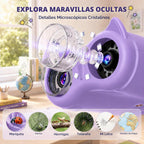 Microscopio y telescopio 2 en 1 para niños, microscopio digital de mano 1000X para niños, pantalla de 2.0 pulgadas, 8 LED, telescopio de bolsillo 10X para exteriores, cámara 1080P, juguetes