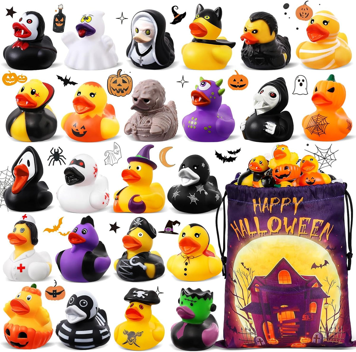 24 patos de goma de Halloween a granel con bolsa para Jeep Ducking Party