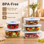 Juego de recipientes de vacío de vidrio borosilicato redondos resistentes al calor, tarros herméticos S, M, L, XL, universales compatibles con máquinas de sellado de mano y de escritorio