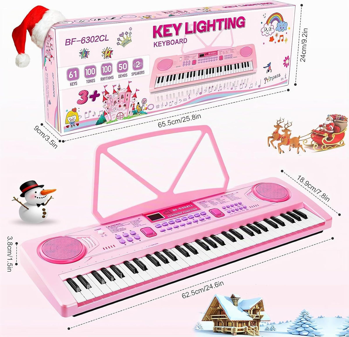 Kids Piano teclado, 61 Key Portable Electronic Piano con Teaching Mode