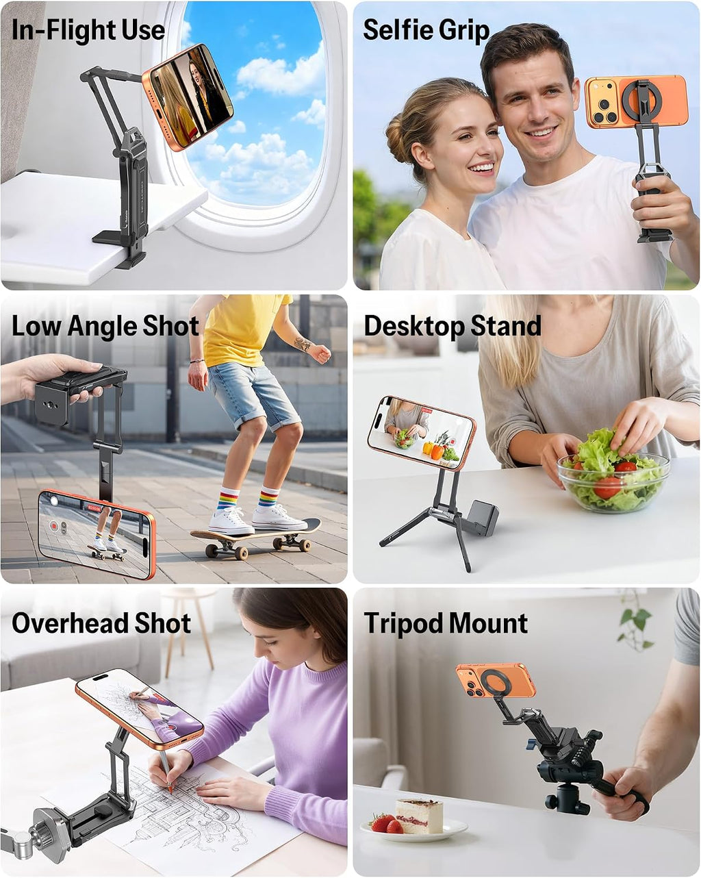 OMOTON TP02-Pro 5 en 1 Soporte Magnético para Teléfono para Vlogging Essentials, Negro
