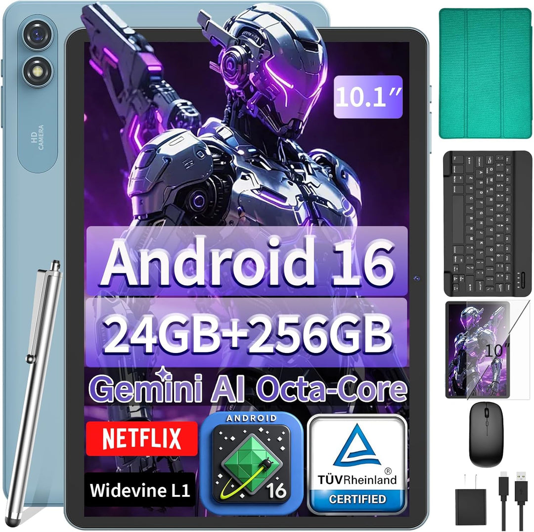 Tableta de 10 pulgadas con teclado, tableta 2026 Gemini AI Android...
