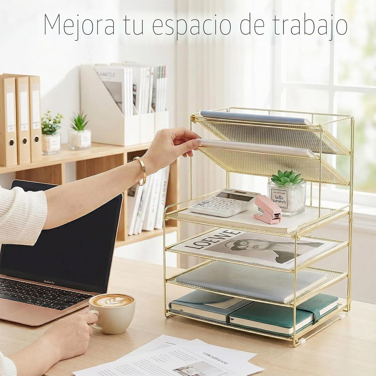 Organizador de escritorio, bandeja organizadora de papel de 6