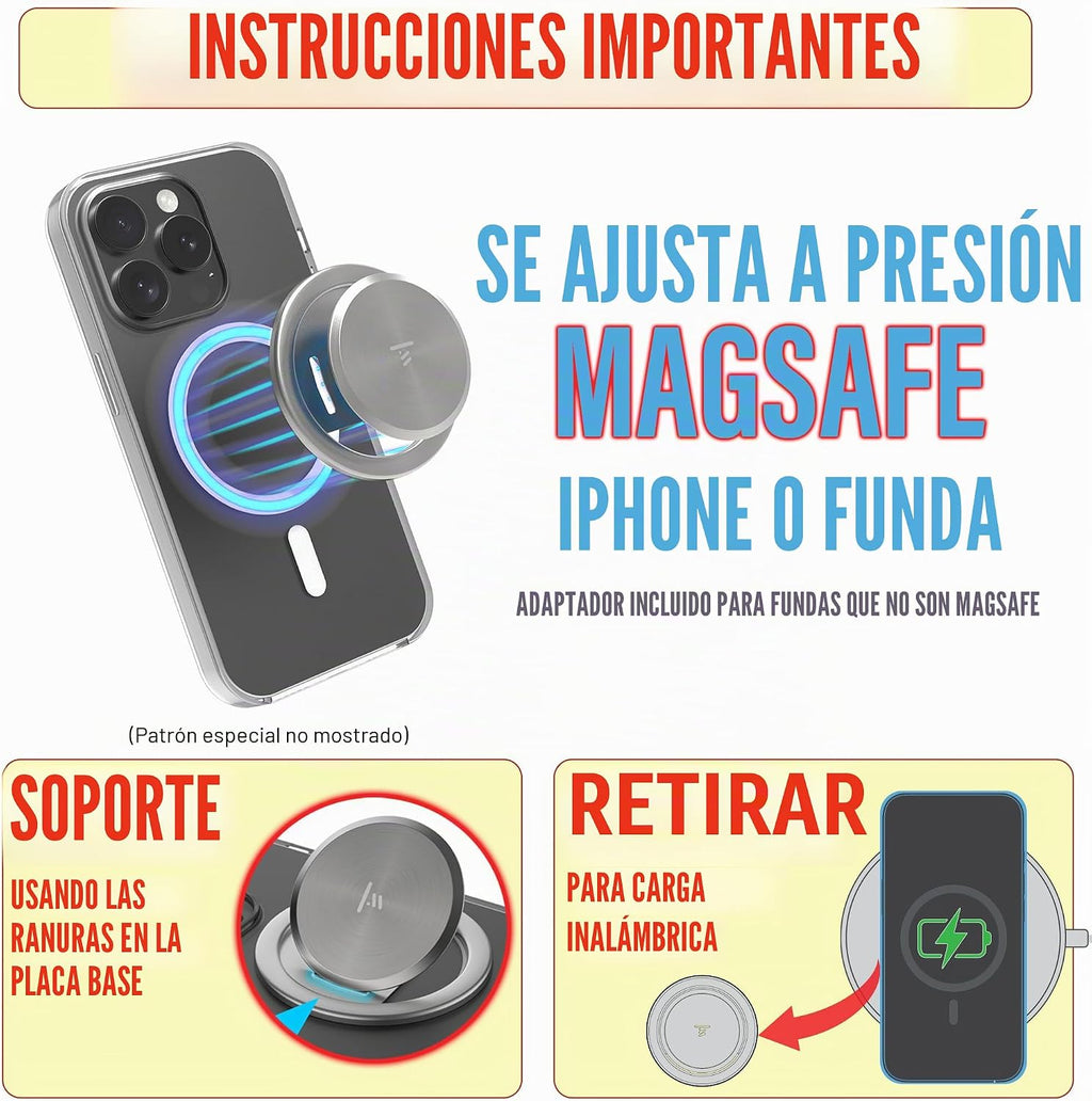 Tango Agarre ultrafino para teléfono MagSafe, abierto con una sola mano