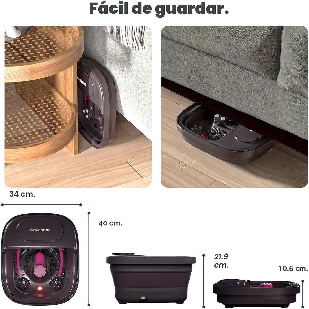 Aqvesane Lavabo Plegable para los Pies, Masajeador de Baño de Spa c...