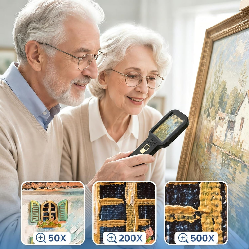 Microscopio Digital Portátil 500X, Pantalla HD IPS de 3", Ranador de Monedas y Joyas