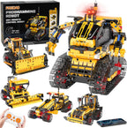 Kits de construcción de robot STEM 5 en 1 para niños de 6 a 12 años, aplicación y control remoto STEM Bulldozer Robot Juguetes de construcción para niños de 8 a 13 años