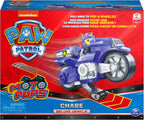 Paw Patrol, Moto Pups Deluxe de Chase, vehículo de motocicleta de tracción que hace piruetas y figura de juguete