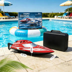 BEZGAR Barco RC de 12 pulgadas, paquete de 2 con tapa automática de maleta