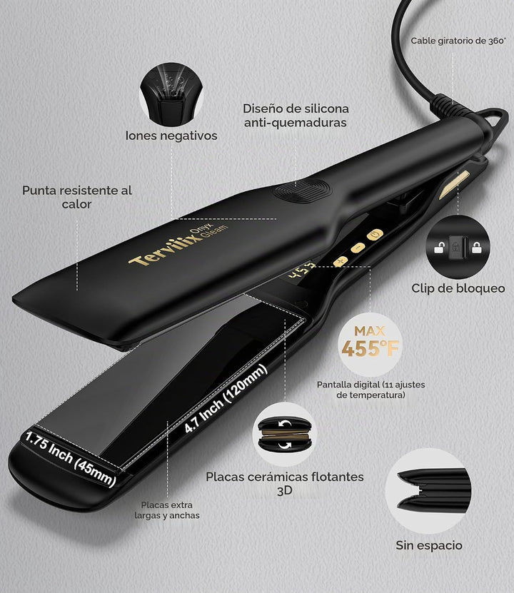 Terviiix Plancha alisadora de pelo, cubre más cabello en una pasada...