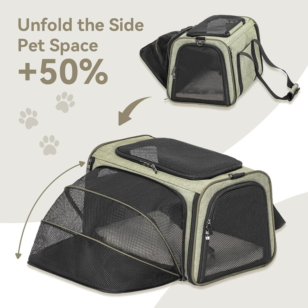Petsfit Pequeño transportador expandible para gatos para viajes aéreos, hasta 9 libras