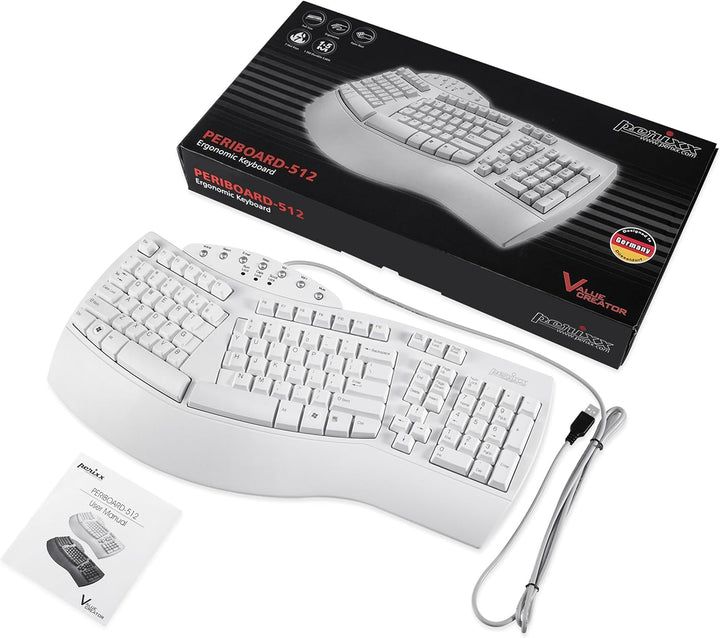 Perixx PERIBOARD-512W Periboard-512 - Teclado ergonómico dividido,...