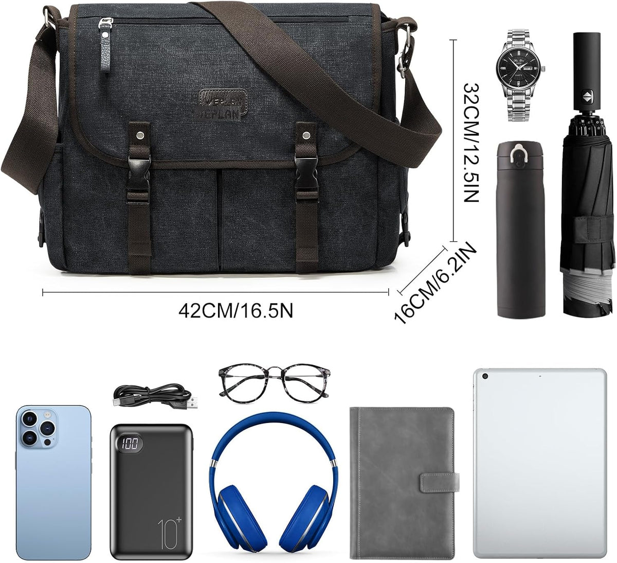 Bolso de mensajero Hombres,Bolso cruzado impermeable,Bolso de hombro Satchel