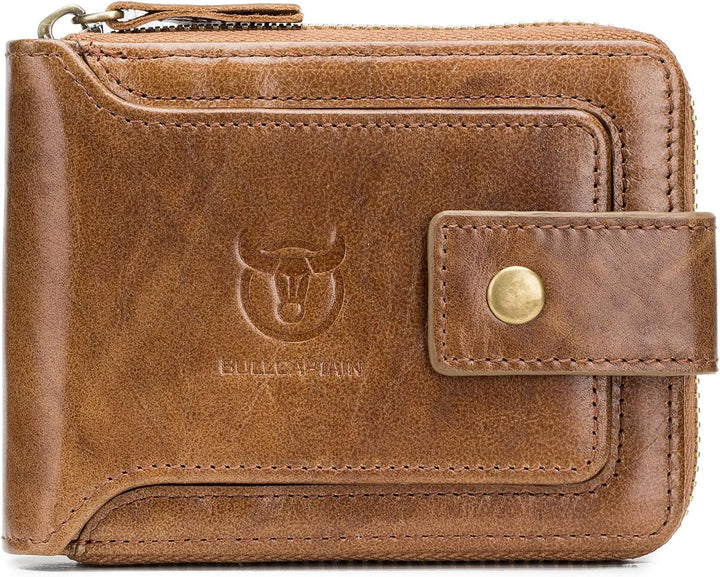 LUKZIJAES Billetera de cuero genuino para hombre, con bloqueo RFID,...