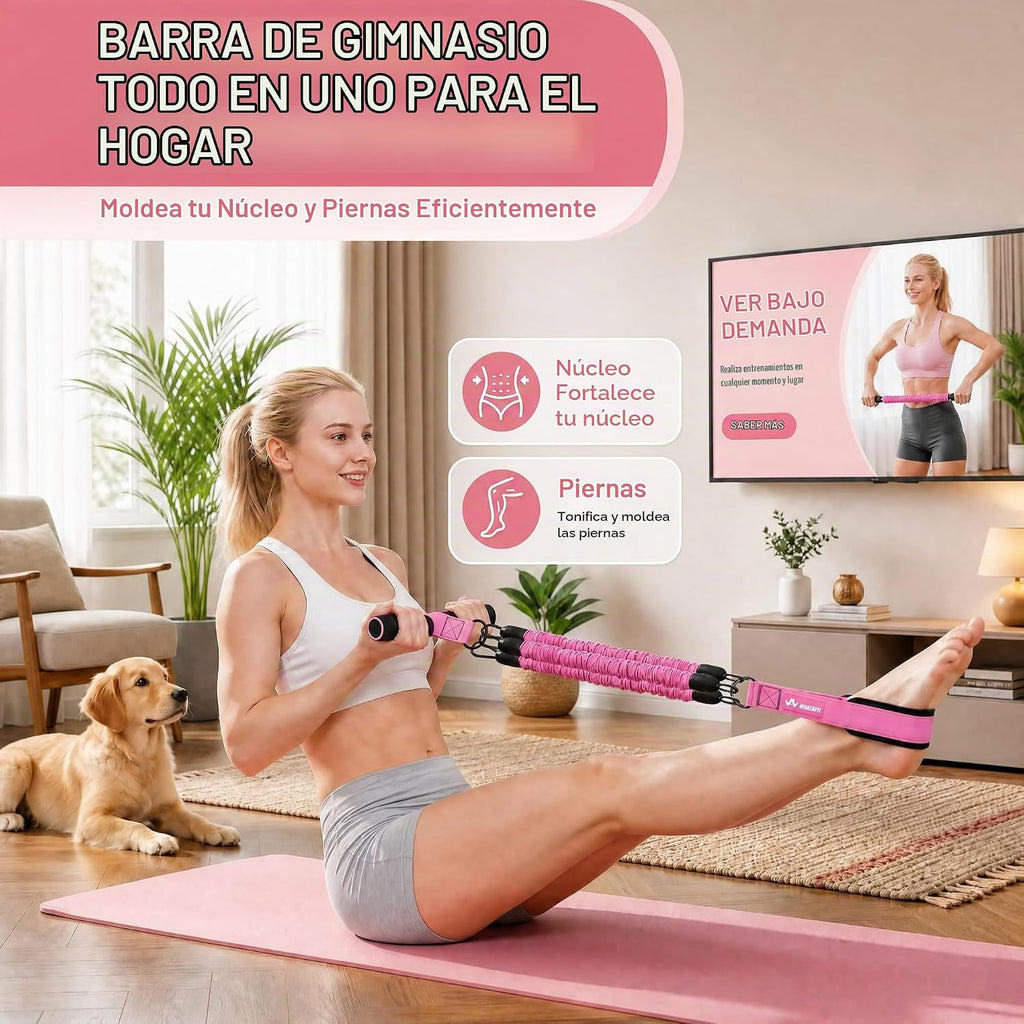 WHATAFIT Banda de Resistencia con Pedal con Mangos y Correas para Tobillo 3 Niveles Gimnasio en Casa