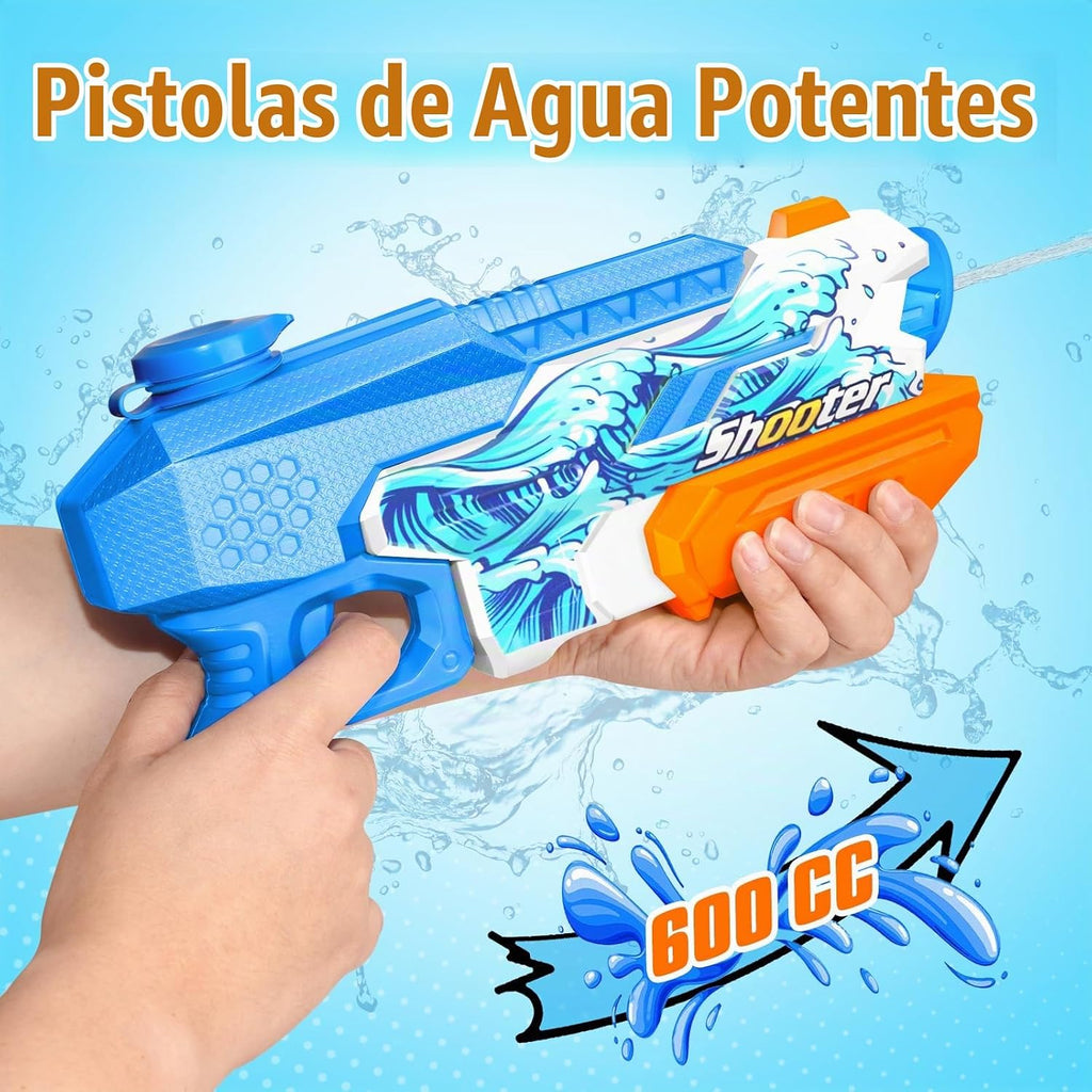 Paquete de 8 pistolas de agua para niños y adultos: pistolas de chorro de 600 cc, súper pistola de agua con largo alcance, alta capacidad para niños y niñas, piscina de verano, playa, al aire libre