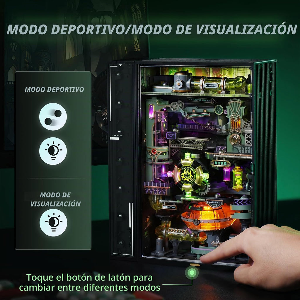 ROKR Rompecabezas 3D Pista de Canicas Kit de Construcción Modelo para Adultos, Pasatiempos DIY para Hombres y Mujeres (Alchemy City MR04S)
