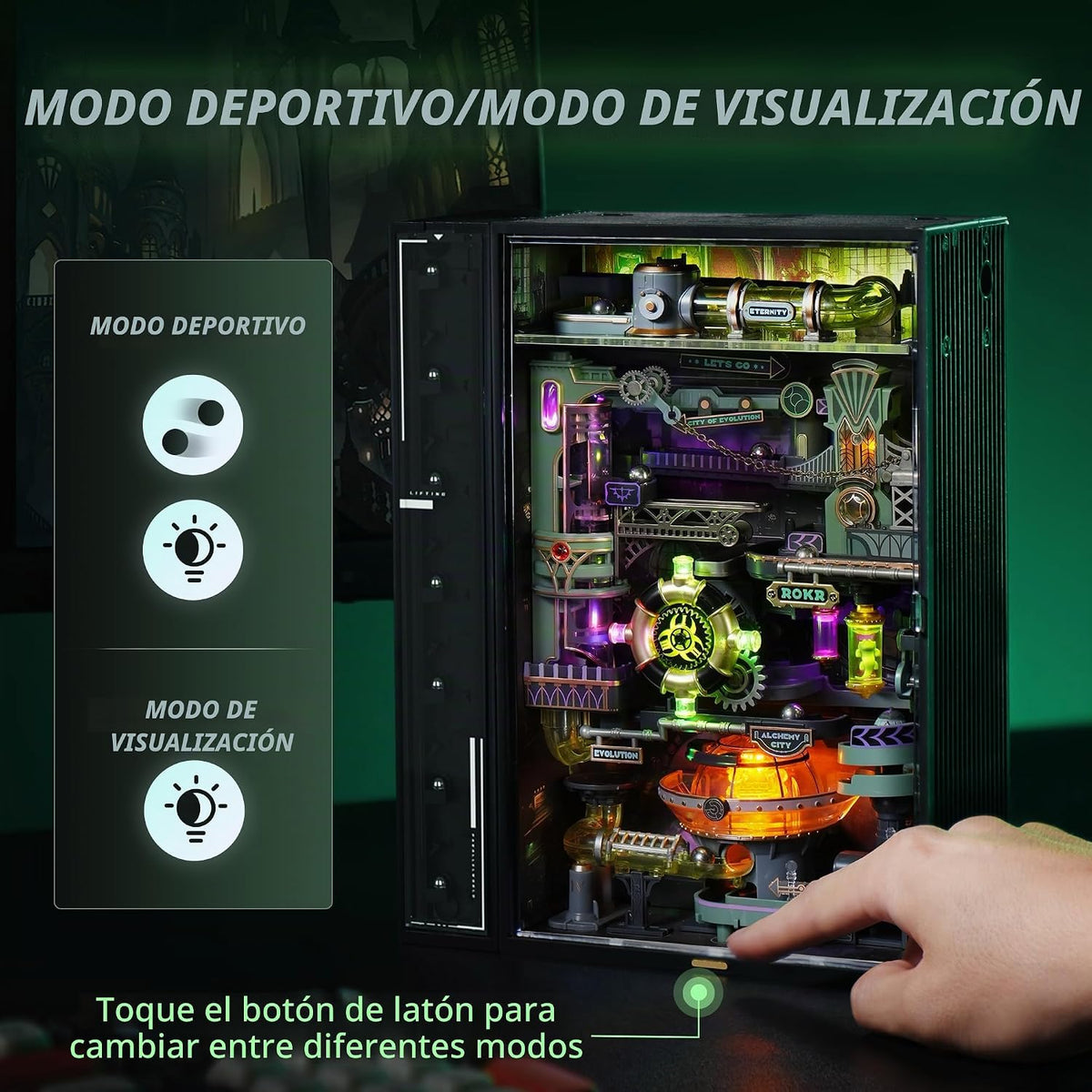 ROKR Rompecabezas 3D Pista de Canicas Kit de Construcción Modelo para Adultos, Pasatiempos DIY para Hombres y Mujeres (Alchemy City MR04S)
