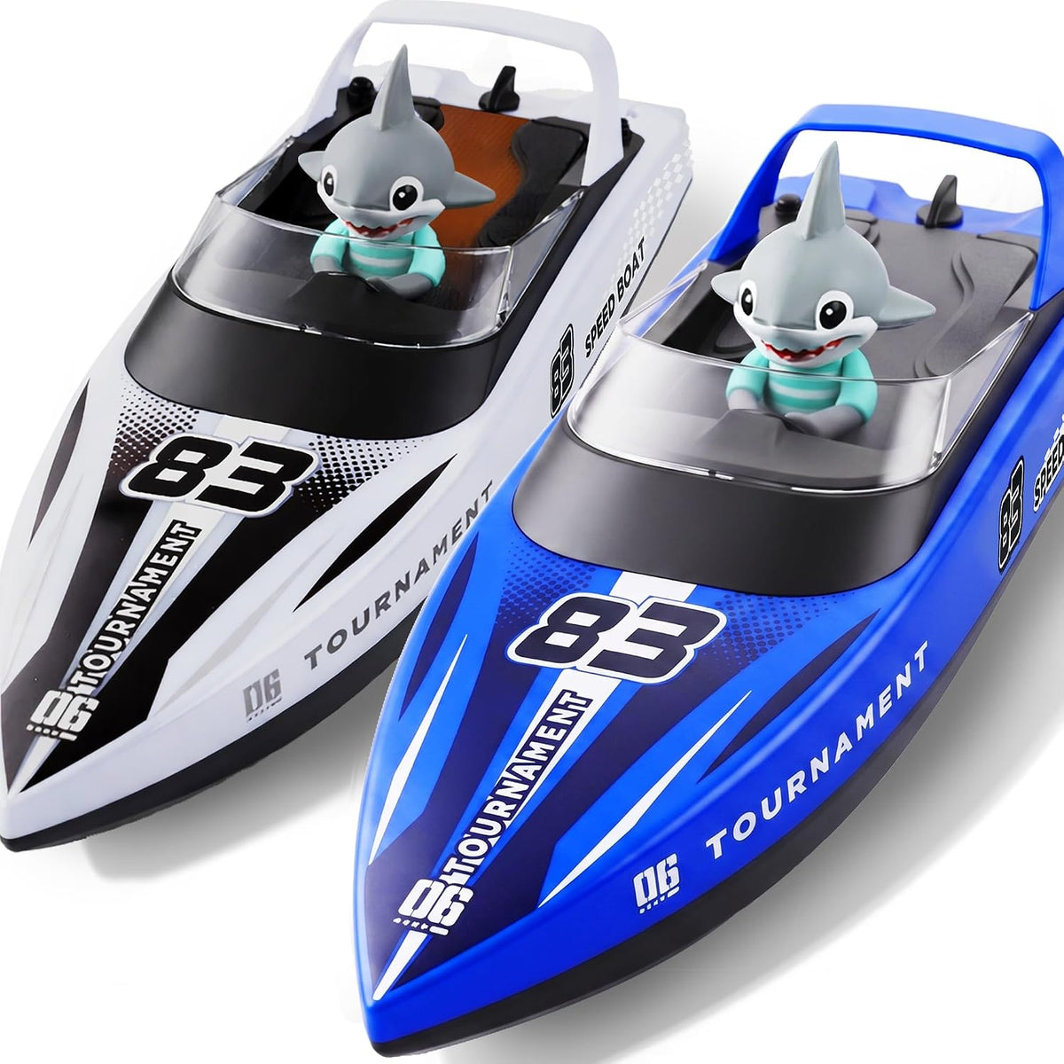 BEZGAR 2 paquetes de 10 pulgadas 15 KPH Fast RC Shark Barcos para niños