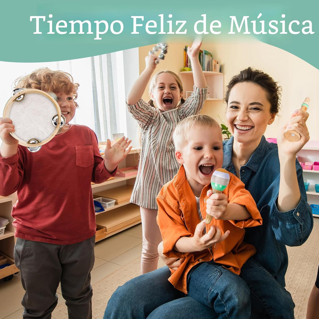 Kids Musical Instruments Set, Neutral Colors Wooden Montessori Toys