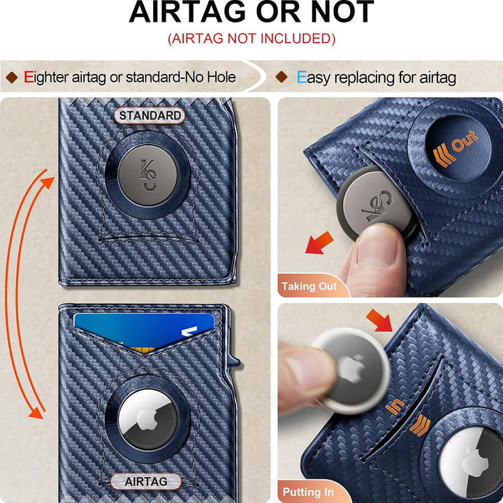 KEMISANT Billetera Airtag para hombre, delgada con bolsillo frontal...