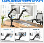 Rfiver Soporte de escritorio para monitor doble para pantallas de 17 a 34
