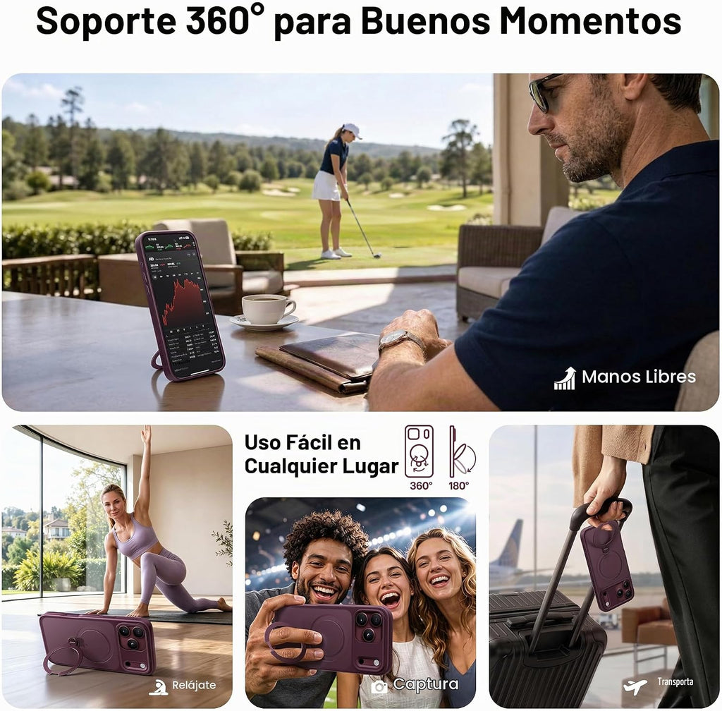 CASEKOO Burgundy para iPhone 18 Pro Max Case con 360 Spin Magnetic Stand