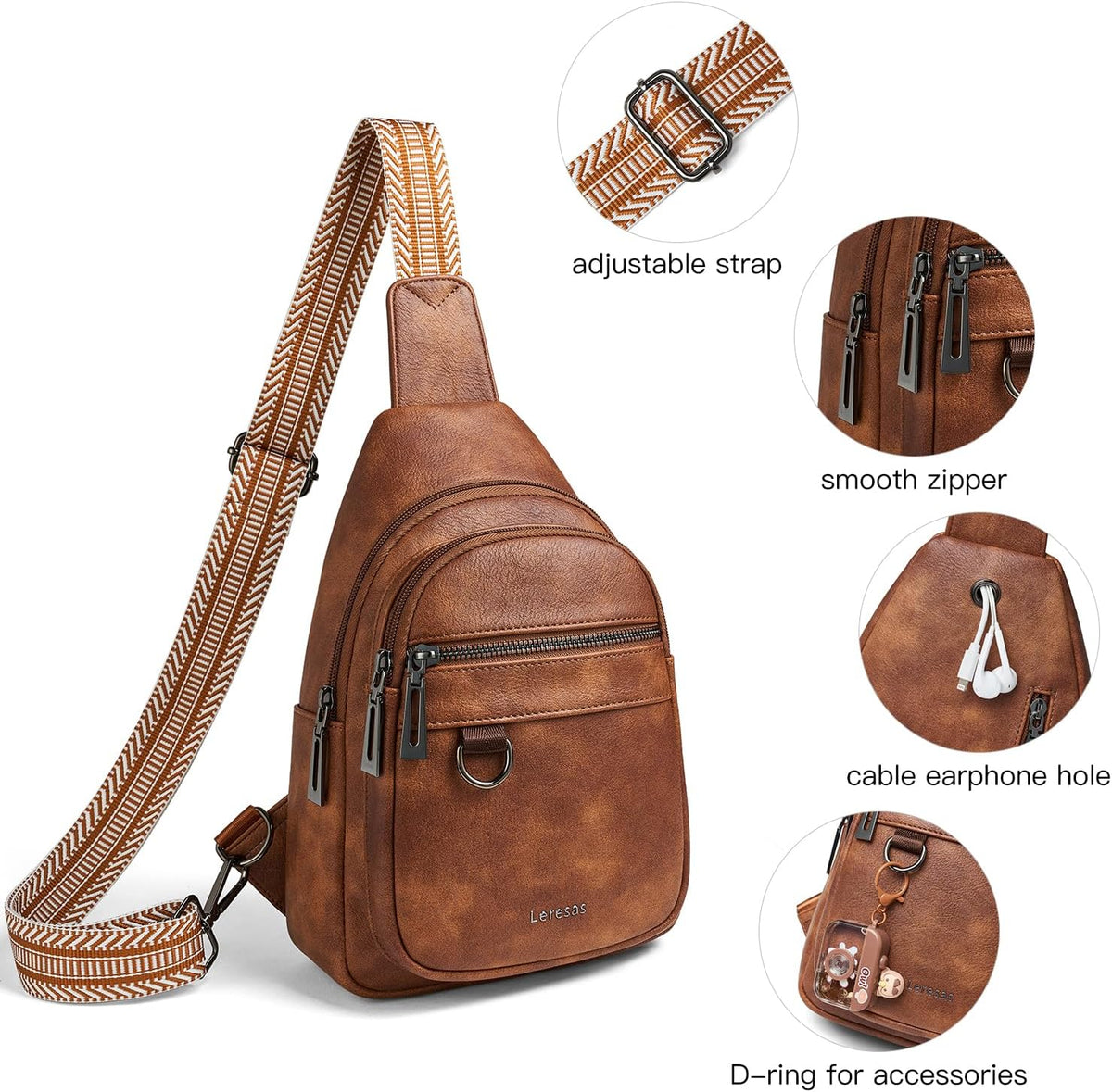 Bolso bandolera de 7L para mujeres y hombres, de cuero vegano, bolsos cruzados, riñonera, monedero, mochila sobre el hombro, bolsa antirrobo de viaje