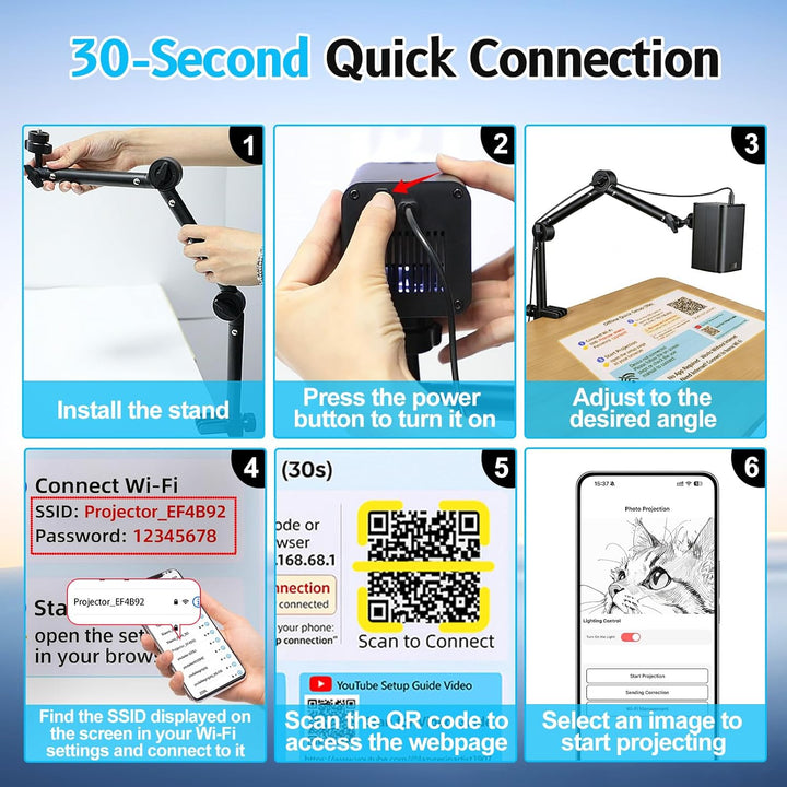 Proyector de arte para trazar y dibujar - WiFi 5G y control web sin...