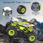 Auto a control remoto, juguete de camión monstruo de 20 KM/H para edades de 5 a 7 años, autos RC todo terreno a escala 1:16 para niños y niñas de 4 a 7 años, camión RC todoterreno de 2.4 GHz
