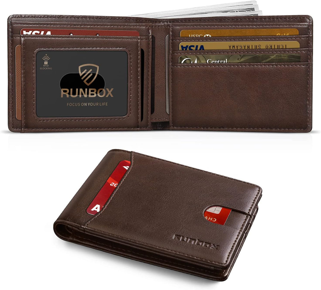 RUNBOX Cartera delgada para hombre, 11 ranuras para tarjetas de cré...