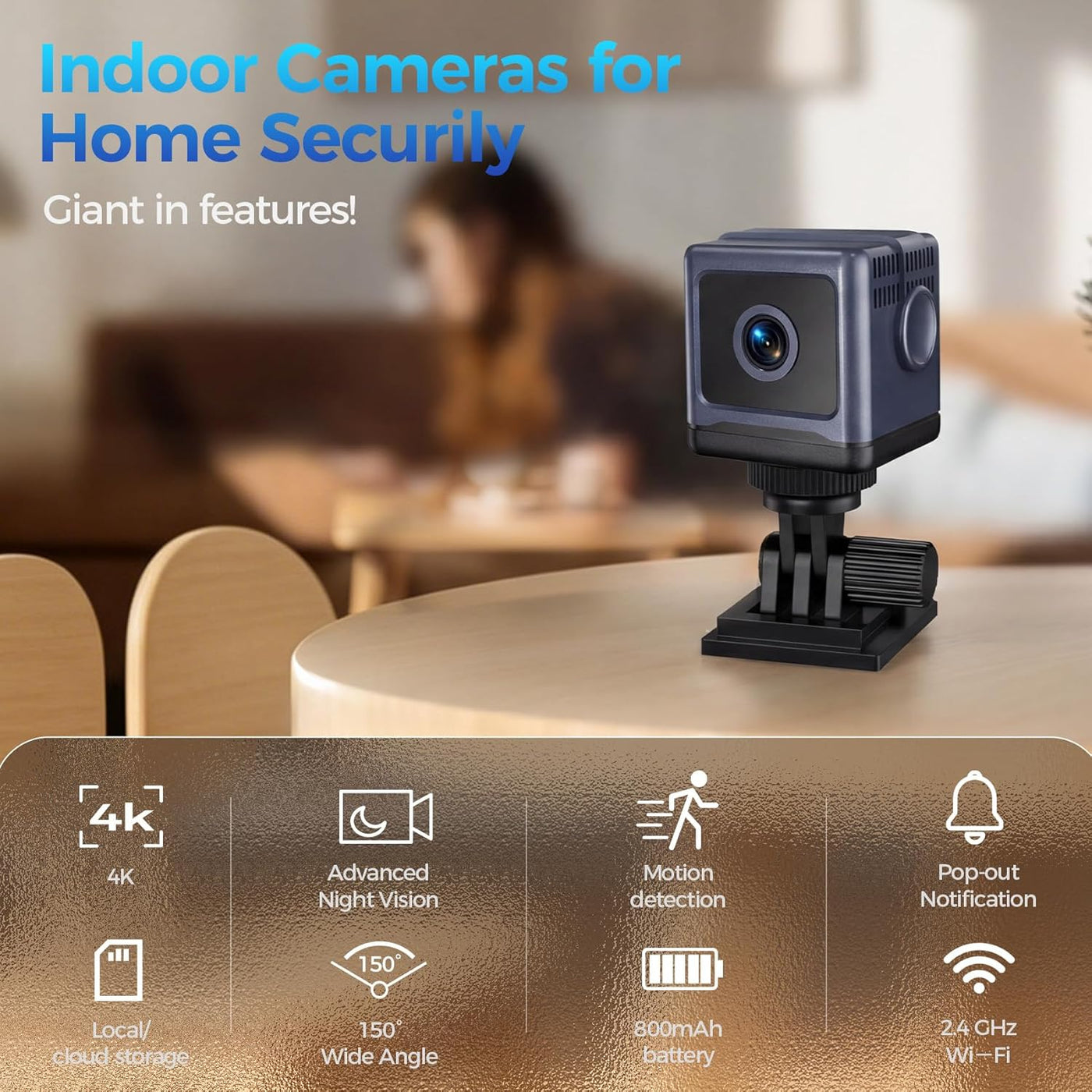 HSKAH Mini cámara WiFi HD 1080P inalámbrica Nanny Cam con visión no...