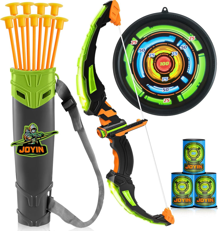 JOYIN Juego de arco y flecha para niños con luces LED intermitentes...