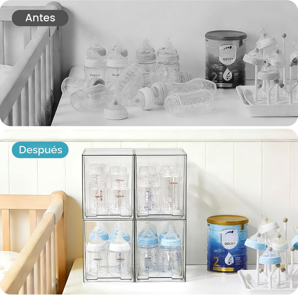 Vtopmart Cajones de Almacenamiento Apilables Transparentes, Paquete de 4 Organizadores Plásticos Altos