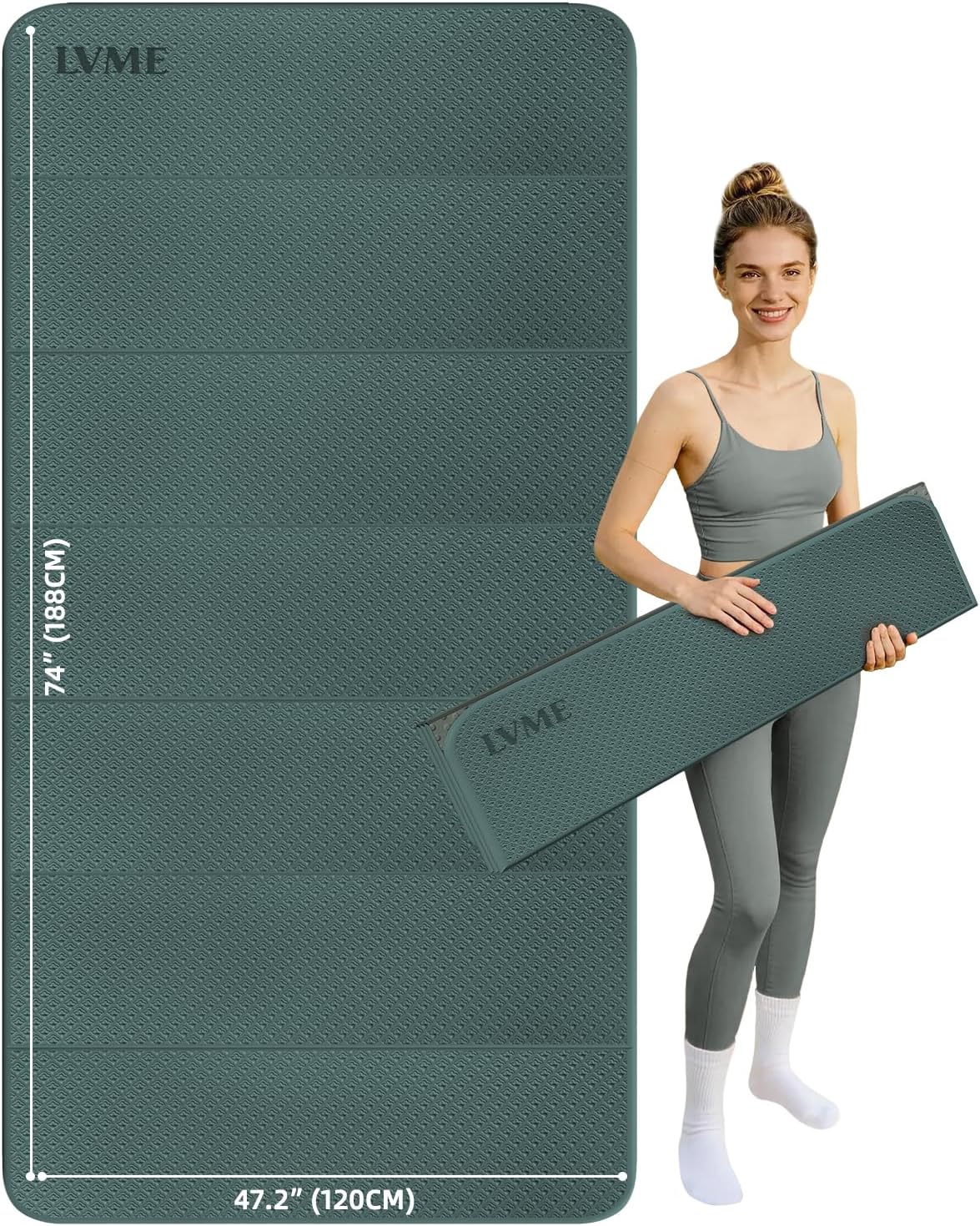 Tapete de Yoga Plegable 74"x47.2"x 0.4" – Tapete de Yoga Grande