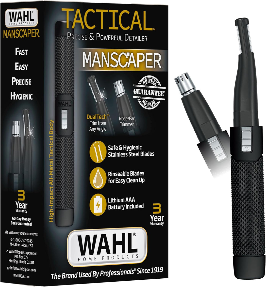 Wahl Manscaper 2 en 1 - Recortadora de pelo de cejas y nariz con ba...