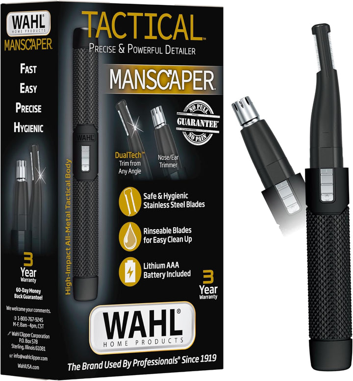 Wahl Manscaper 2 en 1 - Recortadora de pelo de cejas y nariz con ba...