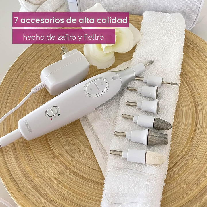 Beurer MP42 - Taladro de uñas, kit de uñas 7 en 1 con brocas de tal...