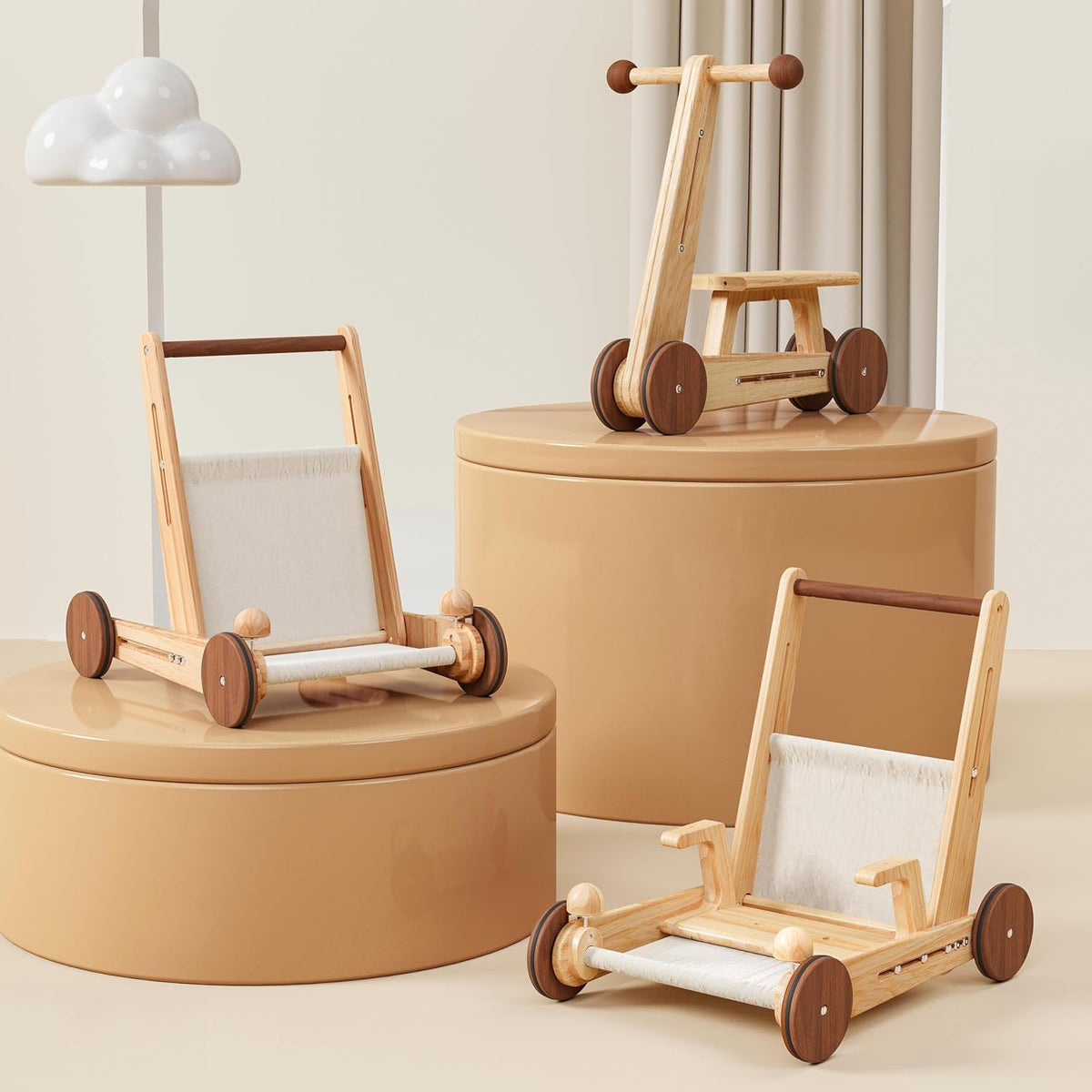 Woodtoe - Andador de madera para bebé, 4 en 1, juguete Montessori para