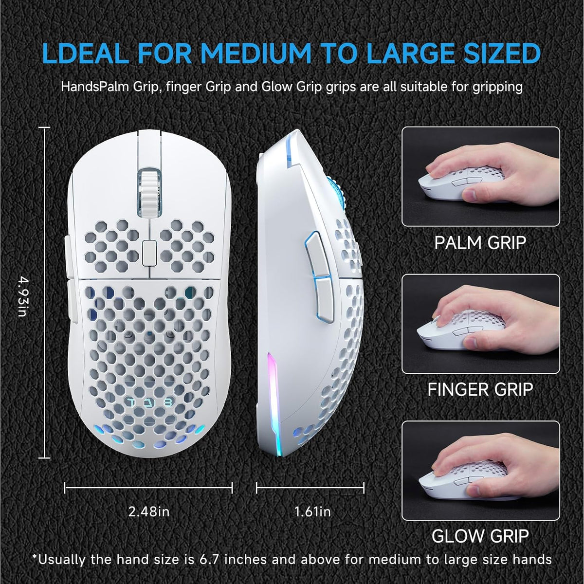 TMKB Falcon M1 - Ratón inalámbrico para juegos, sensor óptico de 24...