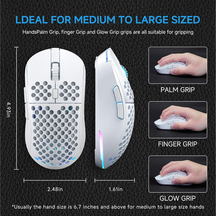 TMKB Falcon M1 - Ratón inalámbrico para juegos, sensor óptico de 24...
