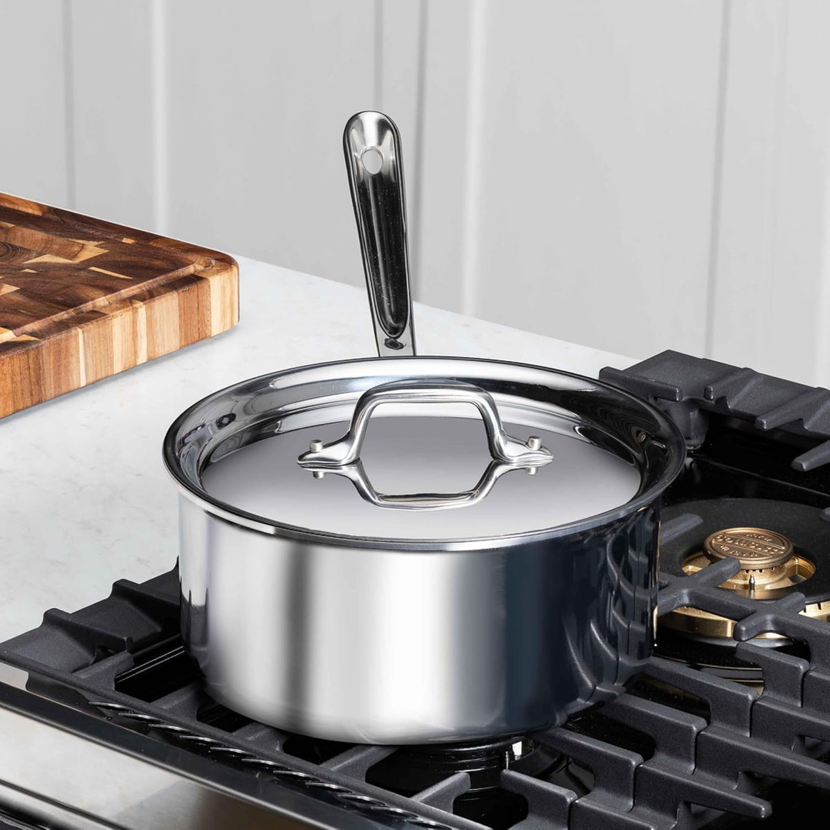 All-Clad D3® - Cacerola de acero inoxidable de 3 cuartos de galón con tapa