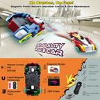 Juego de pistas de carreras de coches de tragamonedas con control remoto eléctrico de doble jugador, juego de carreras de autos magnéticos con controladores manuales, pista circular de paso elevado, juguetes de cumpleaños para niños de 6, 7, 8-12