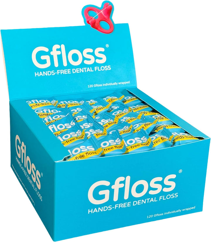 Gfloss Hilo dental manos libres para adultos, 120 hilos dentales en...