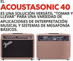 Fender Acoustasonic Amplificador de guitarra acústica de 40 W, combo de amplificador portátil