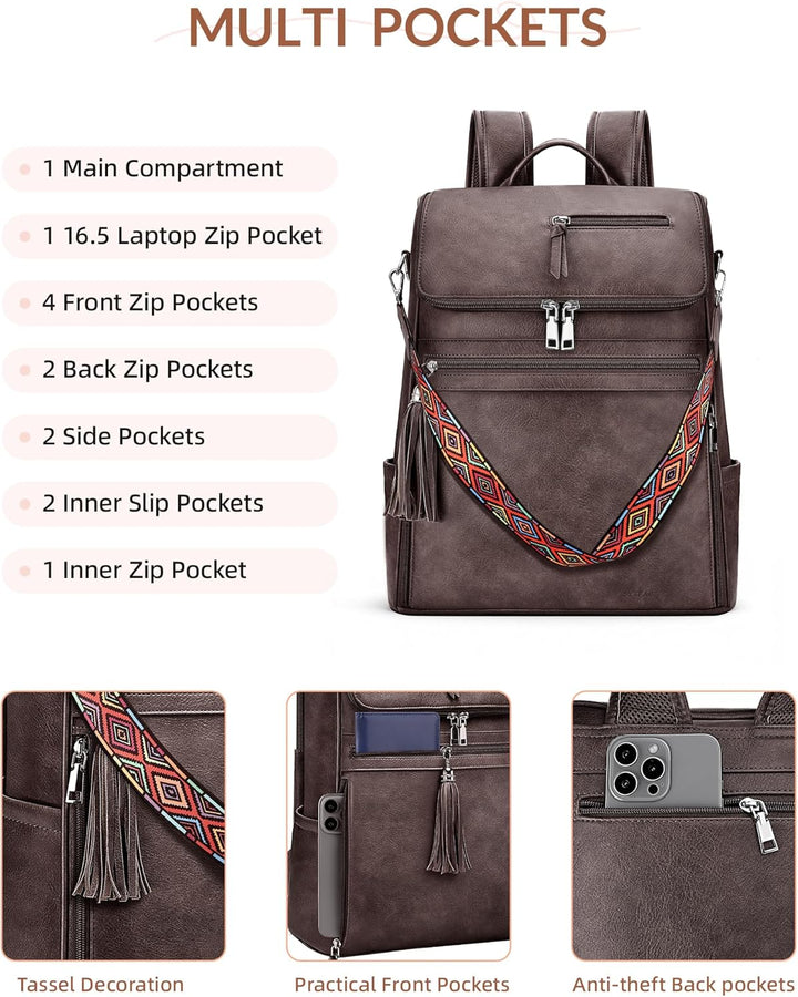 SYTRAH - Mochila de cuero para laptop para mujer, bolso de diseñado...