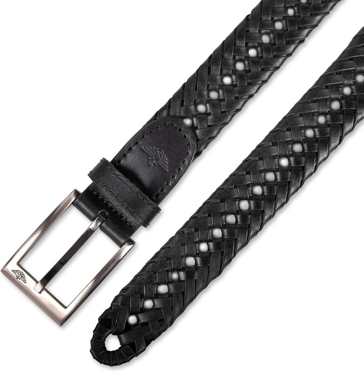 DOCKERS Cinturón de cuero trenzado para hombre, correa casual total...