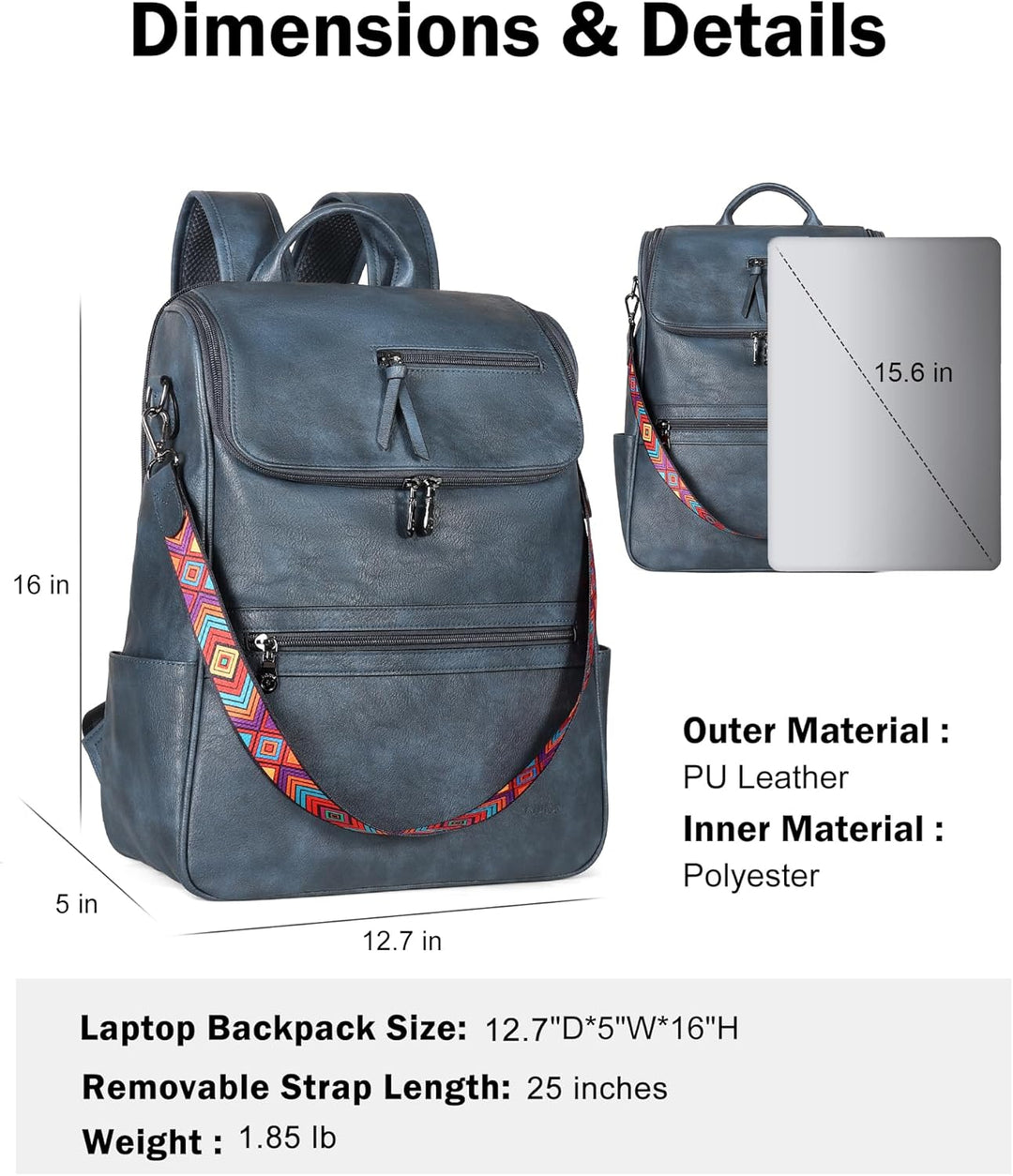 FADEON Mochila para computadora portátil para mujer, mochila de via...